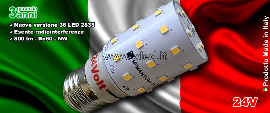 Lampadina LED 6W 12-24-48VDC/VAC 220VAC - Made in Italy